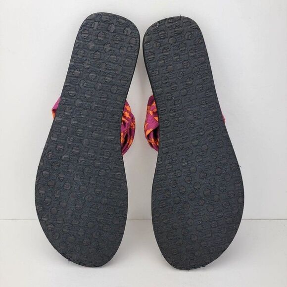 Sanuk Womens Size 9 Red Orange Thong Slingback Textile Sandals 1018676 - Picture 7 of 7